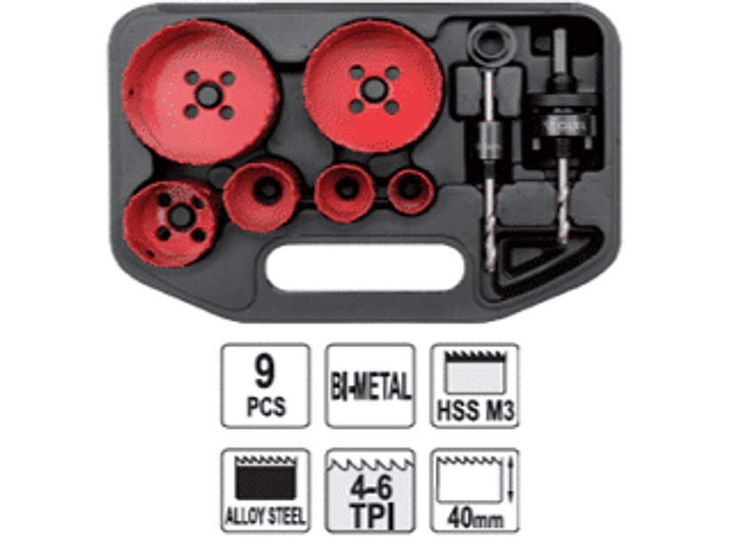 Kit de sierra copa para metal, 9 piezas