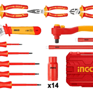 Juego de 26 herramientas manuales aisladas 1000 V, Certificación VDE/GS