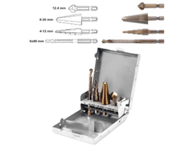 Juego de 4 brocas universales con mango hexagonal