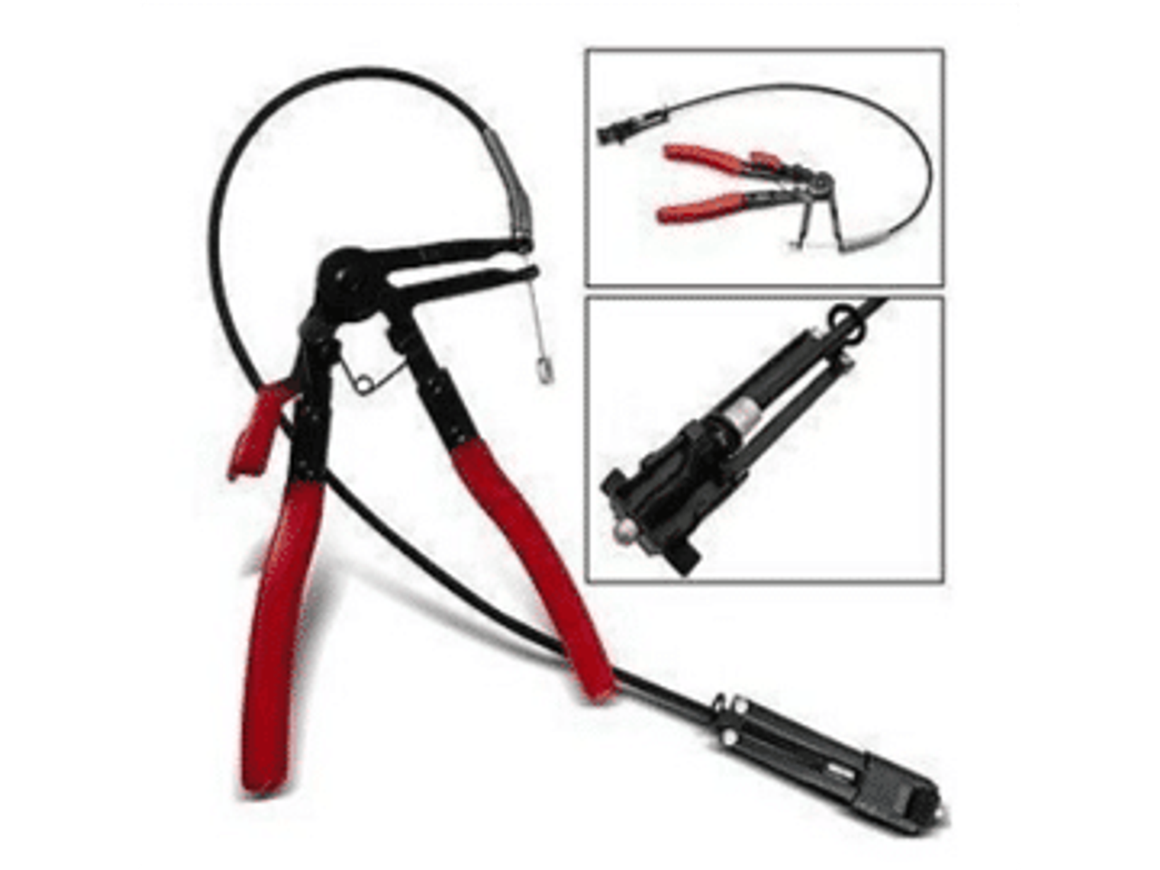 Alicate con piola para extraer abrazaderas de difícil acceso