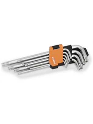 Set llaves Torx de seguridad largas., 9 pzas.