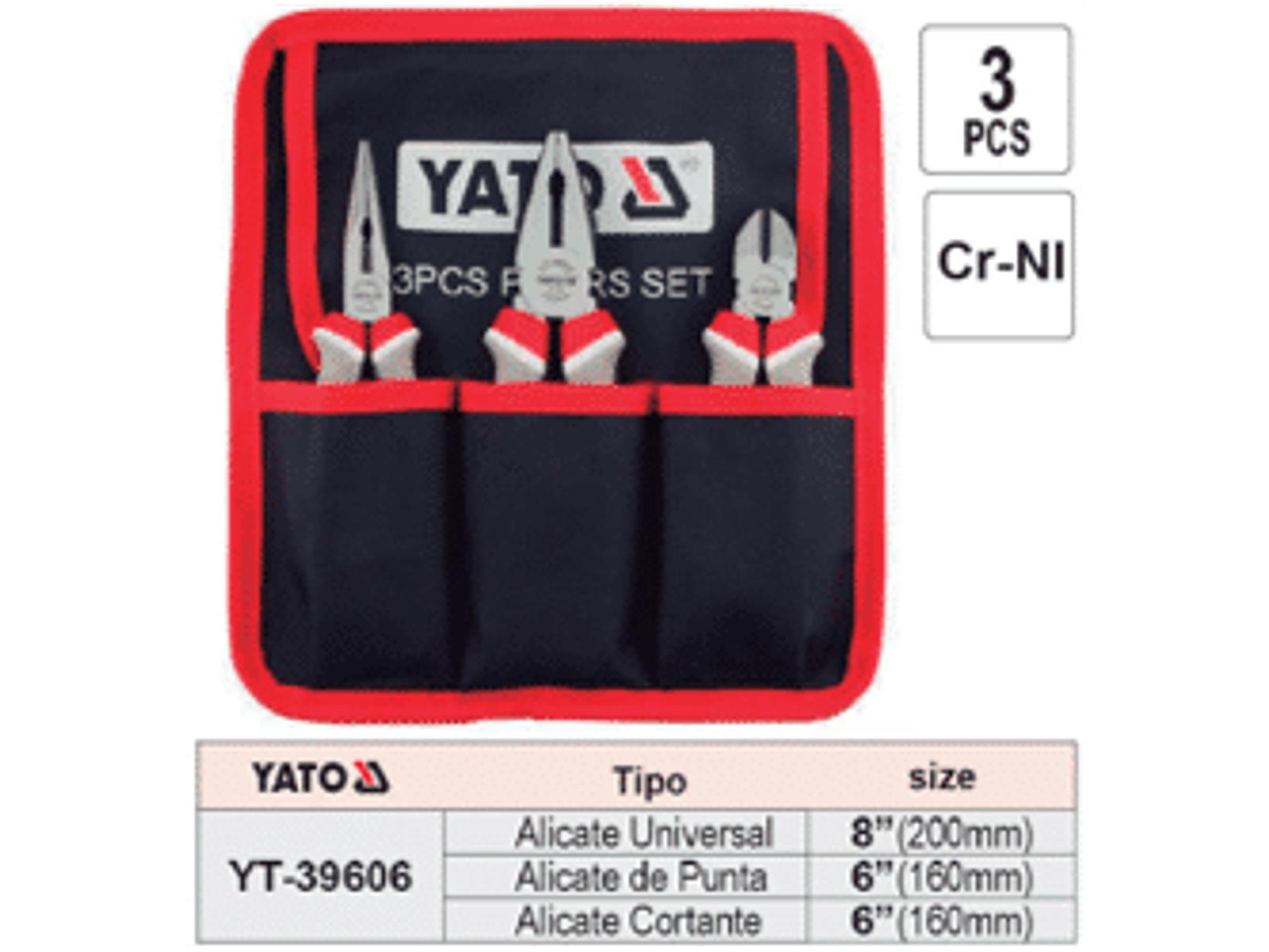 Juego de 3 alicates (cortante 6