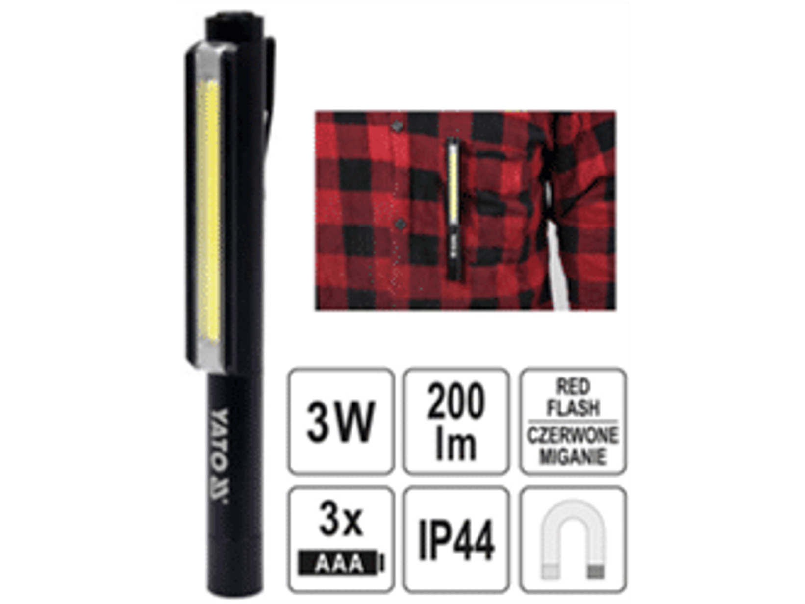 LINTERNA DE INSPECCIÓN - PENLIGHT 200LM, COB LED, IP44