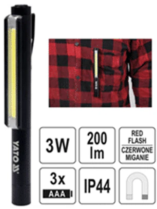 LINTERNA DE INSPECCIÓN - PENLIGHT 200LM, COB LED, IP44