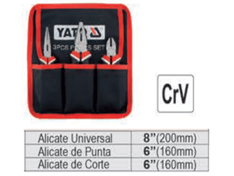 Juego de 3 alicates (cortante 6