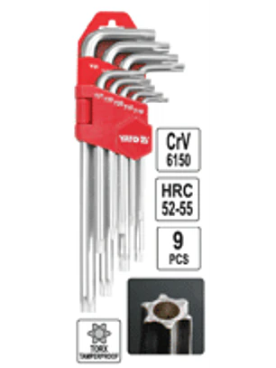 Juego de Llaves Torx de Seguridad Largas T10 a T50, 9 Piezas