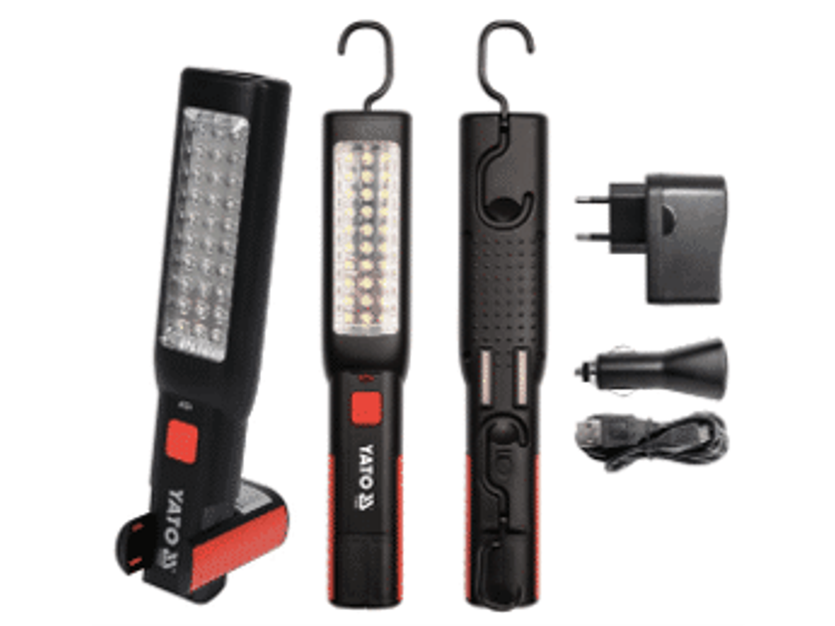 Lámpara de taller recargable YATO con luz principal de 100lm y linterna de 45lm