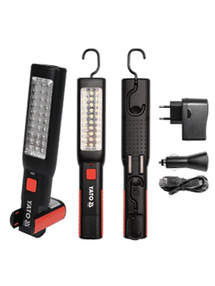 Lámpara de taller recargable YATO con luz principal de 100lm y linterna de 45lm