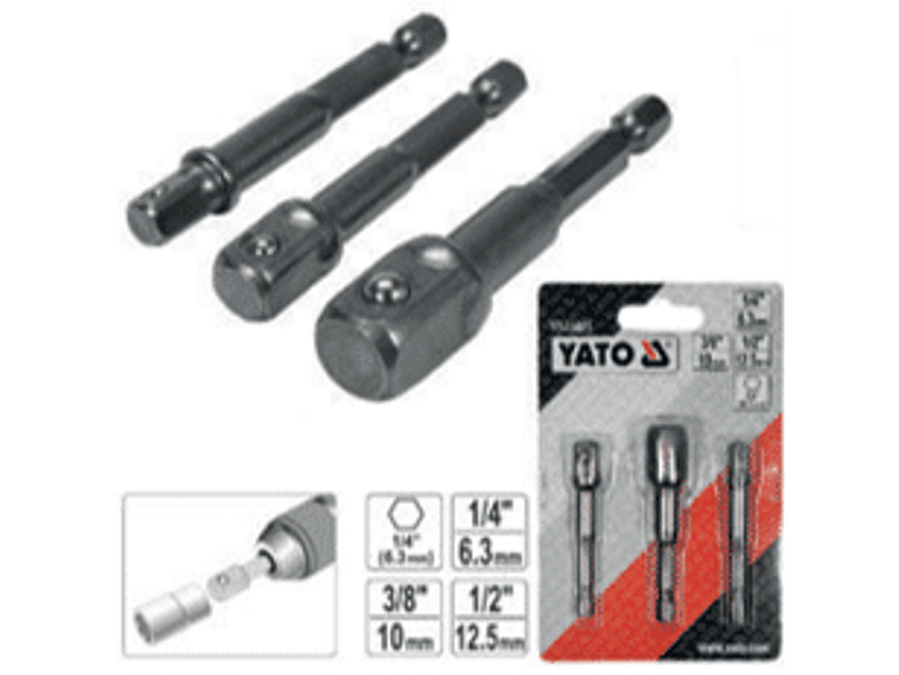 Juego de 3 adaptadores para dado hexagonal cuadrante de 1/4