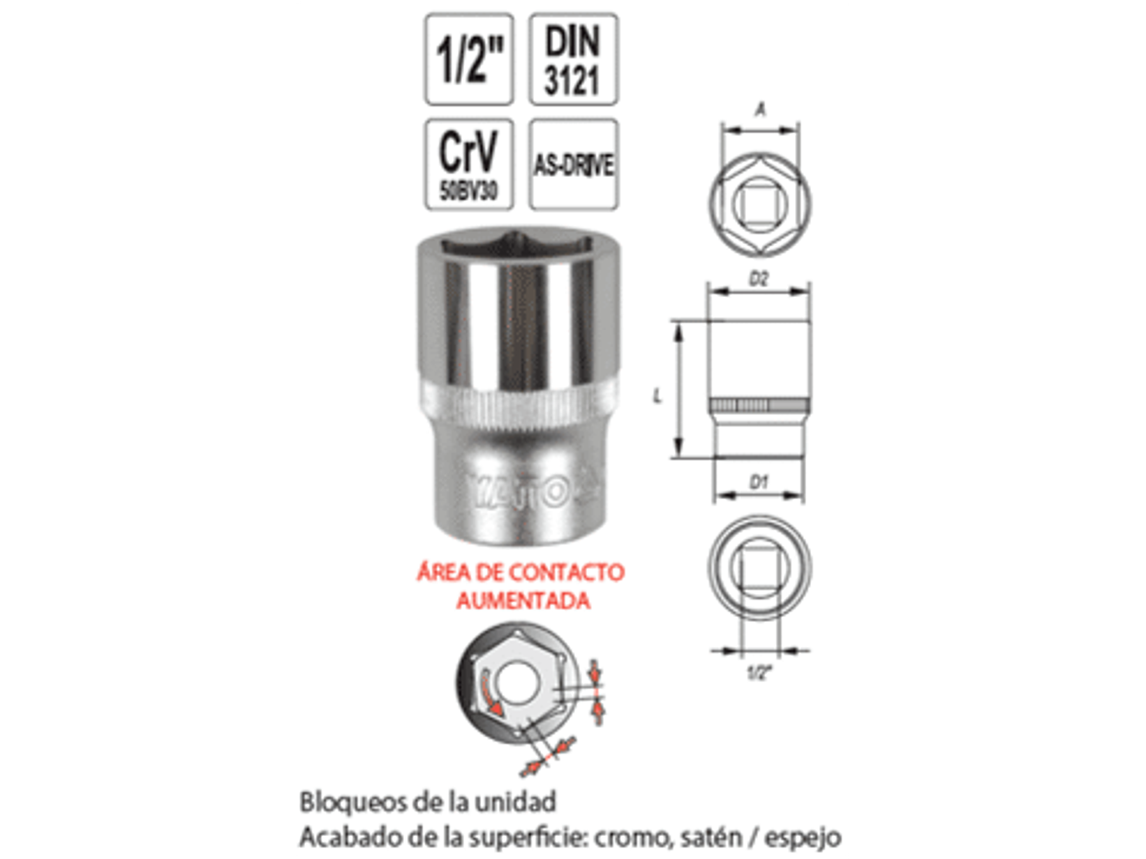 Dado cuadrante de 1/2