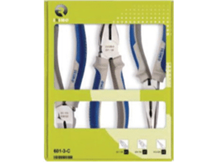 Juego de 3 alicates (cortante, de punta y universal)