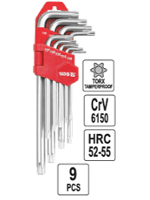 Juego de Llaves Torx de Seguridad Extra Largas T10 a T50, 9 Piezas