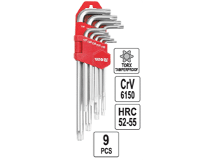 Set llaves Torx de seguridad extra largas., 9 pzas.