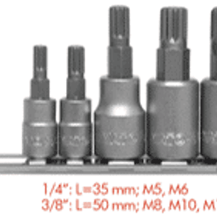 Juego de dados Imbus (Spline) de 1/4