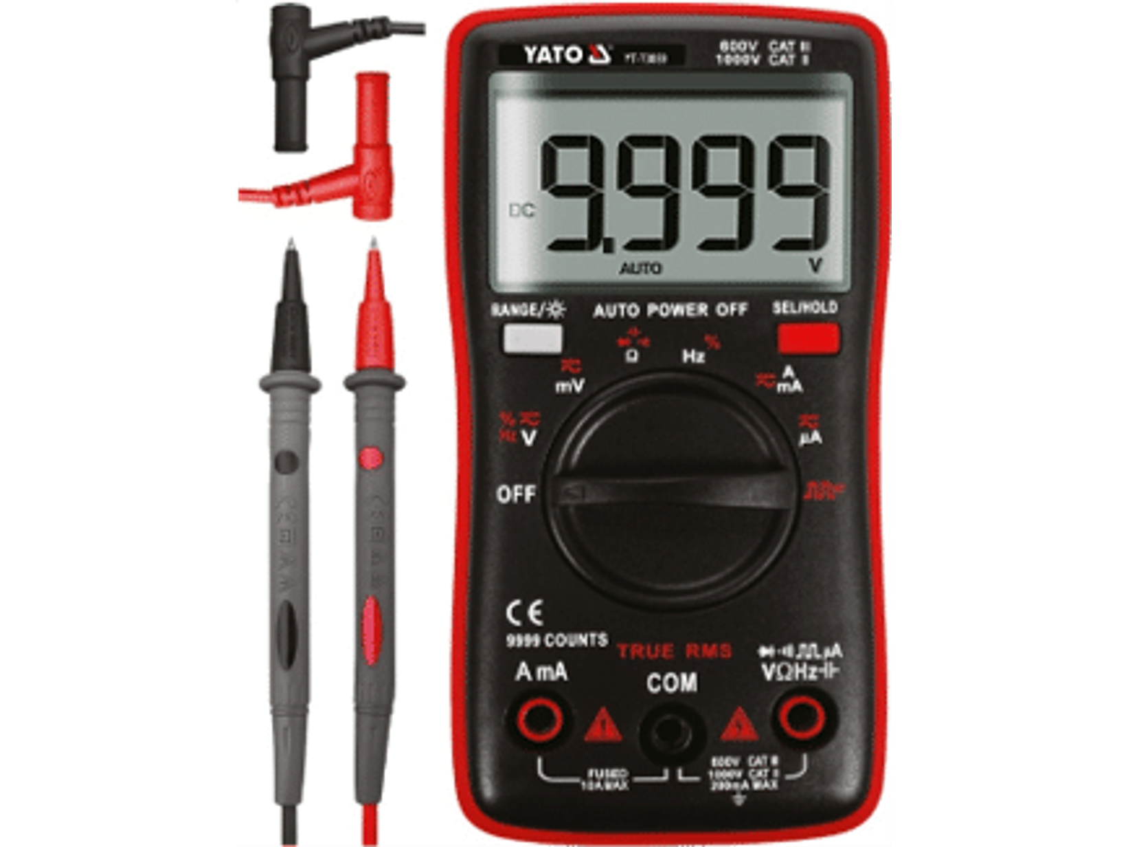 MEDIDOR DIGITAL TRUE RMS CON RANGO DE LCD AUTOMÁTICO 9999