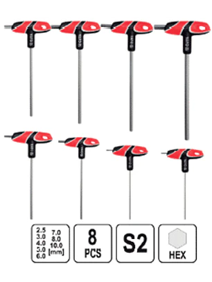 Juego de Llaves Allen en T, 8 Piezas