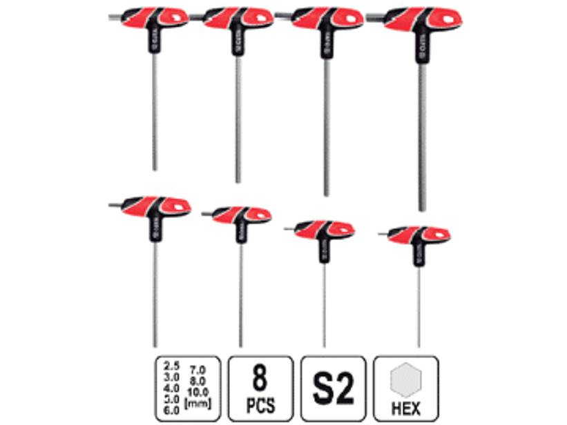 Juego de llaves allen en T de 8 piezas