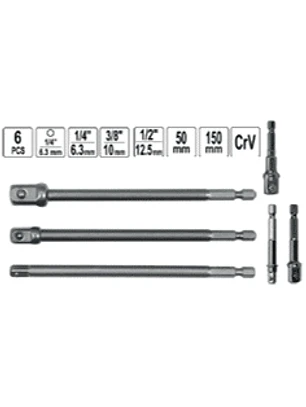 JUEGO 6 ADAPTADORES 1/2 - 3/8 - 1/4 50 Y 150MM