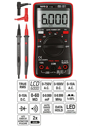 Multitester universal con función TRUE RMS y rango automático para cada medida