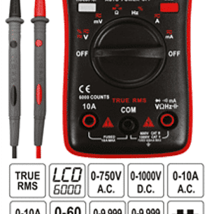 Multitester universal con función TRUE RMS y rango automático para cada medida