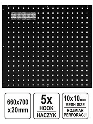 PANEL PERFORADO PARA HERRAMIENTAS CON 5 GANCHOS