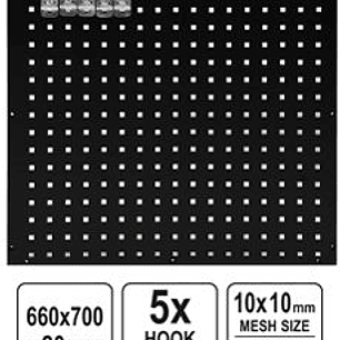PANEL PERFORADO PARA HERRAMIENTAS CON 5 GANCHOS