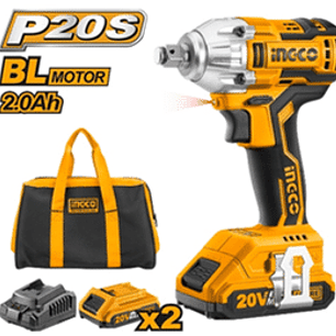 LLAVE IMPACTO INGCO INALAMBRICA 20V - 2 BAT.Y CARGADOR, CUADRANTE DE 1/2