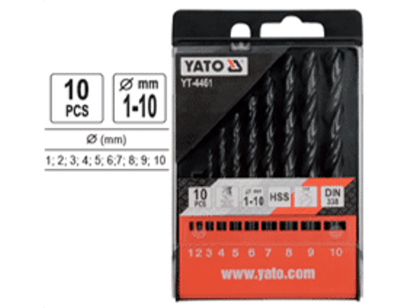 Set de brocas acero, 10 piezas, 1,2,3,4,5,6,7,8,9,10 mm