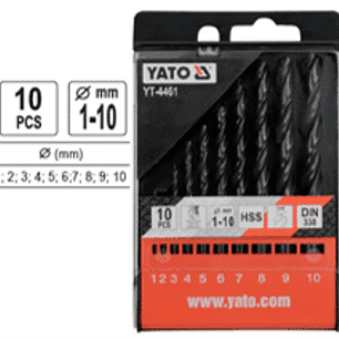 Set de brocas acero, 10 piezas, 1,2,3,4,5,6,7,8,9,10 mm
