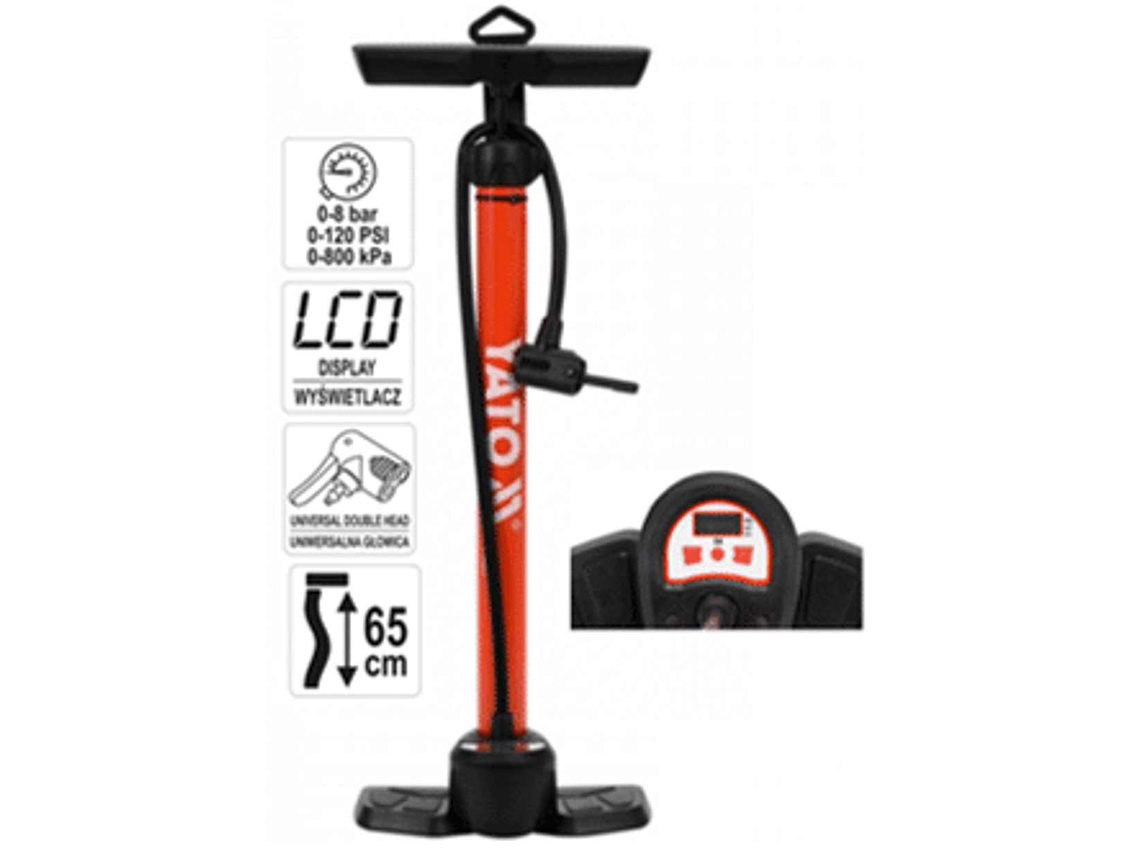 INFLADOR MANUAL 0-120 PSI CON PANTALLA DIGITAL.