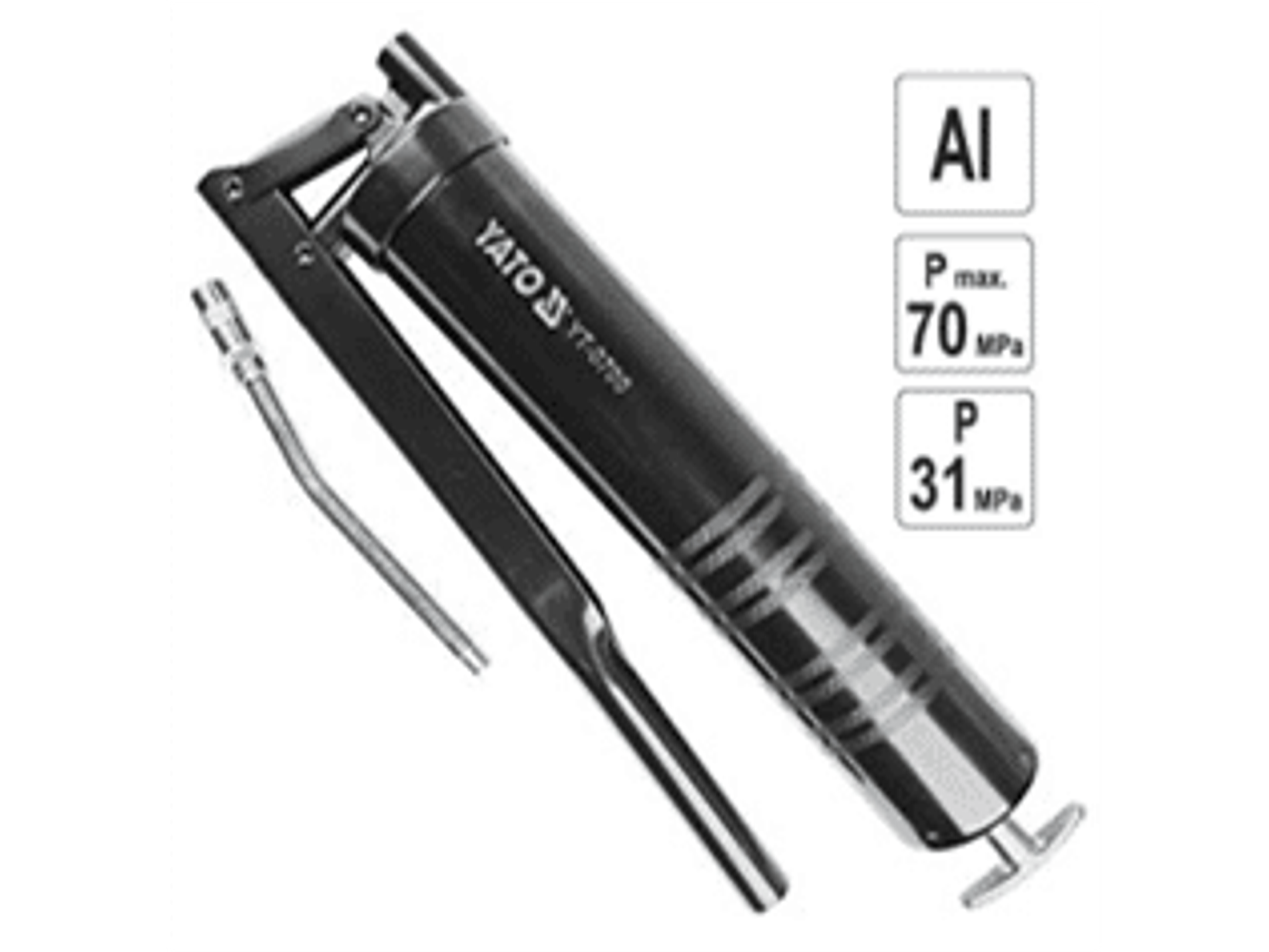 Engrasadora manual aluminio de palanca con boquilla rígida ( Capac. 500cc. )