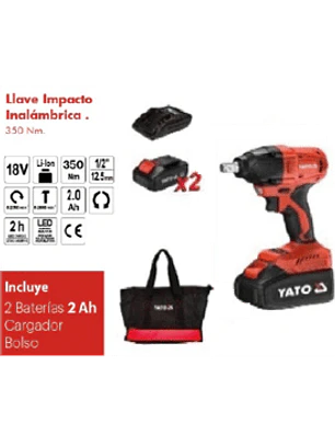 LLAVE DE IMPACTO INALÁMBRICA 18 V. 350NM CUADRANTE DE 1/2