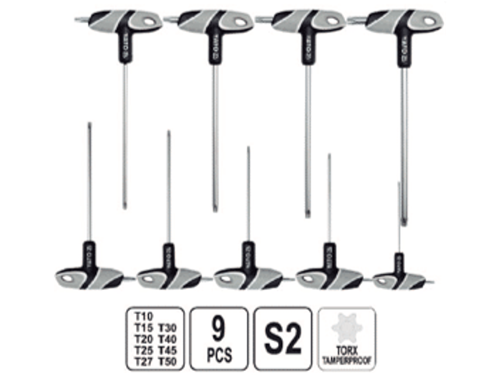 Juego de llaves torx de seguridad en T de 9 piezas