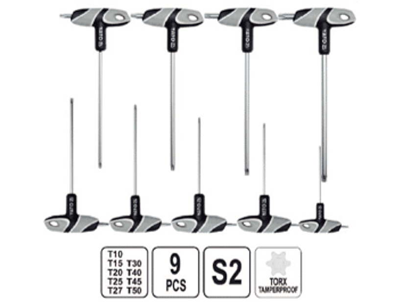 Juego de llaves torx de seguridad en T de 9 piezas