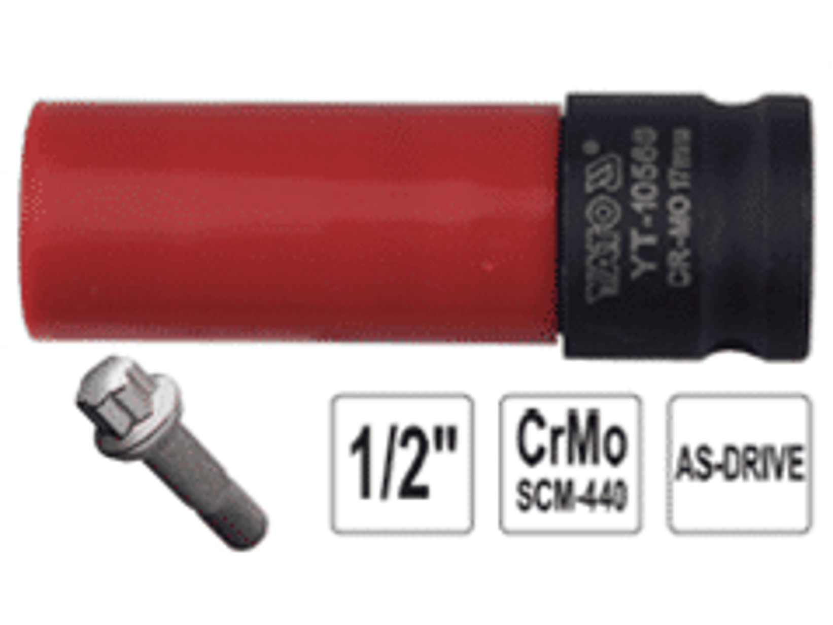 Dado Impacto largo, pared delgada con funda plástica 1/2