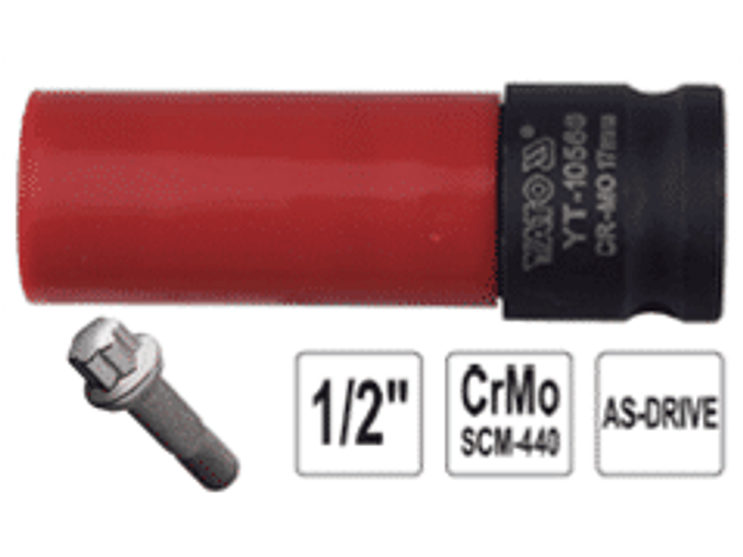 Dado Impacto largo, pared delgada con funda plástica 1/2