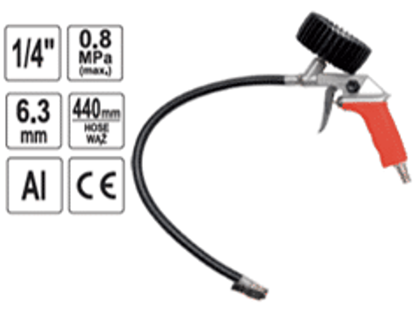 Pistola infladora de neumáticos con manómetro