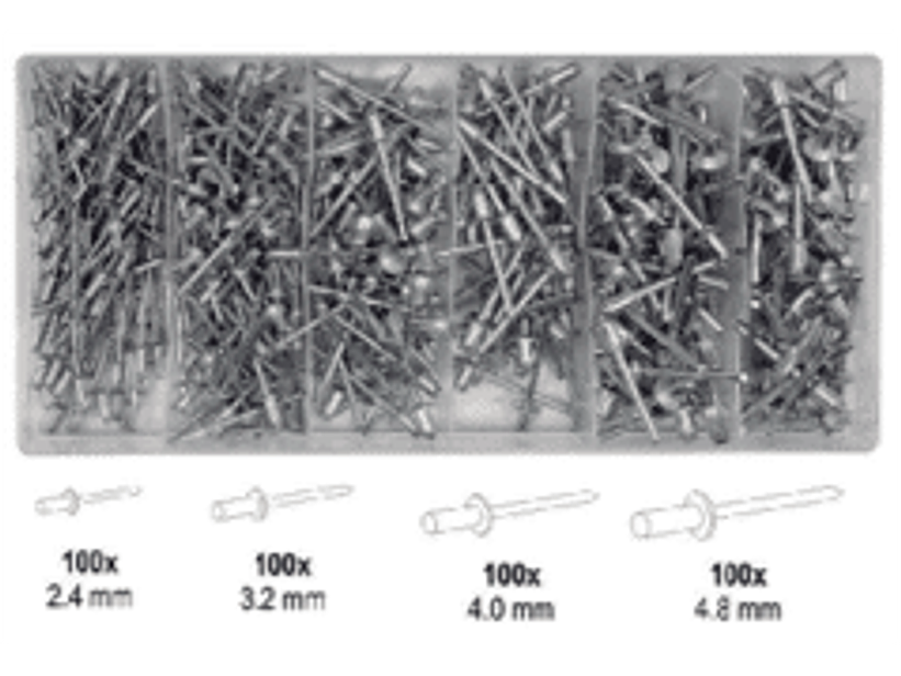 Display surtido de remaches 400un