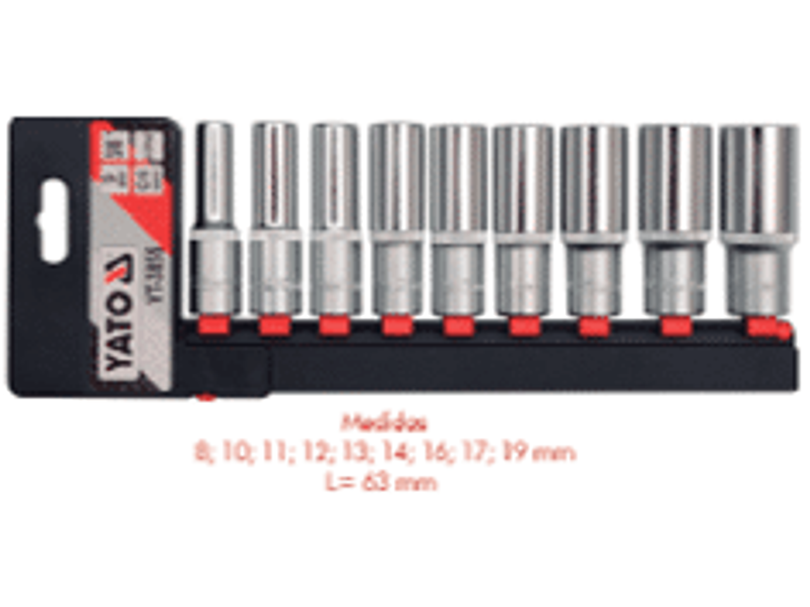 Juego de dados hexagonales largos de 3/8