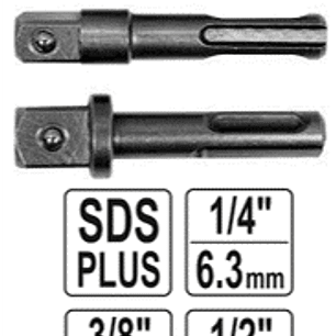 JUEGO DE 3 ADAPTADORES SDS-PLUS PARA CUADRANTES DE 1/4, 3/8, 1/2