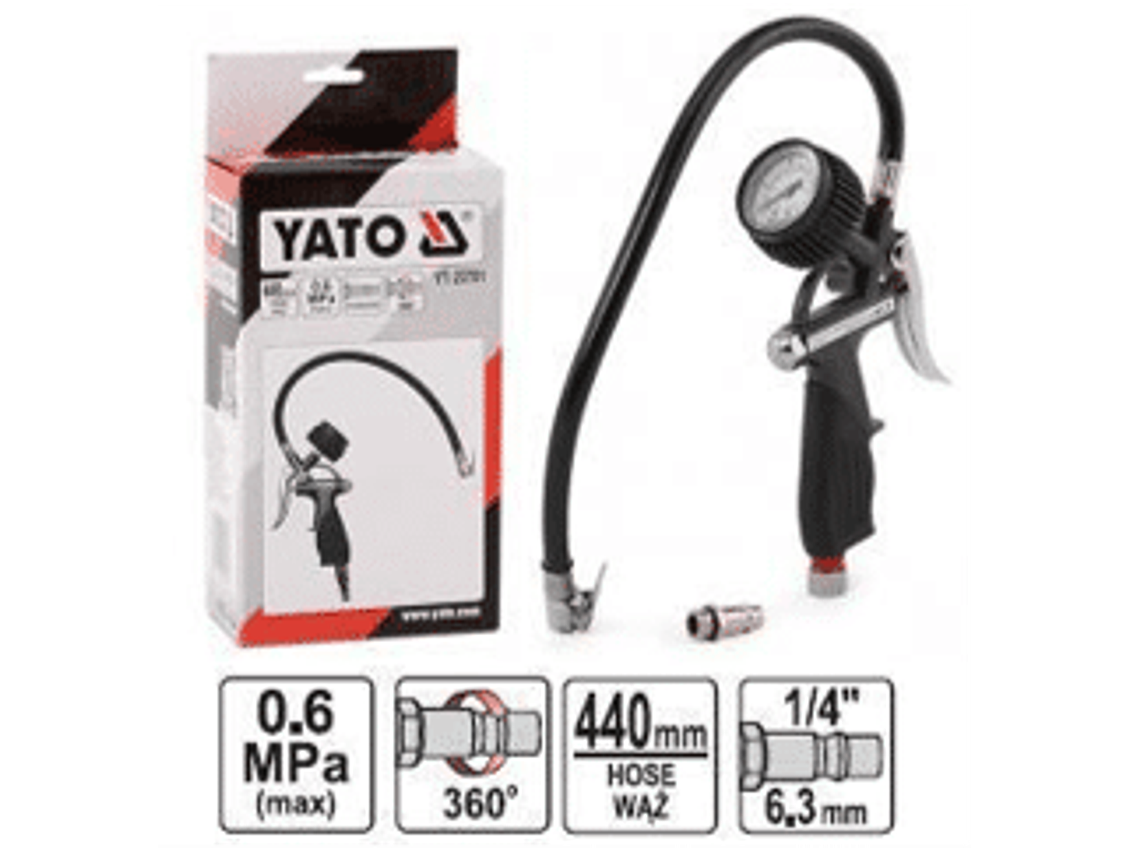 Pistola infladora de neumáticos con manómetro