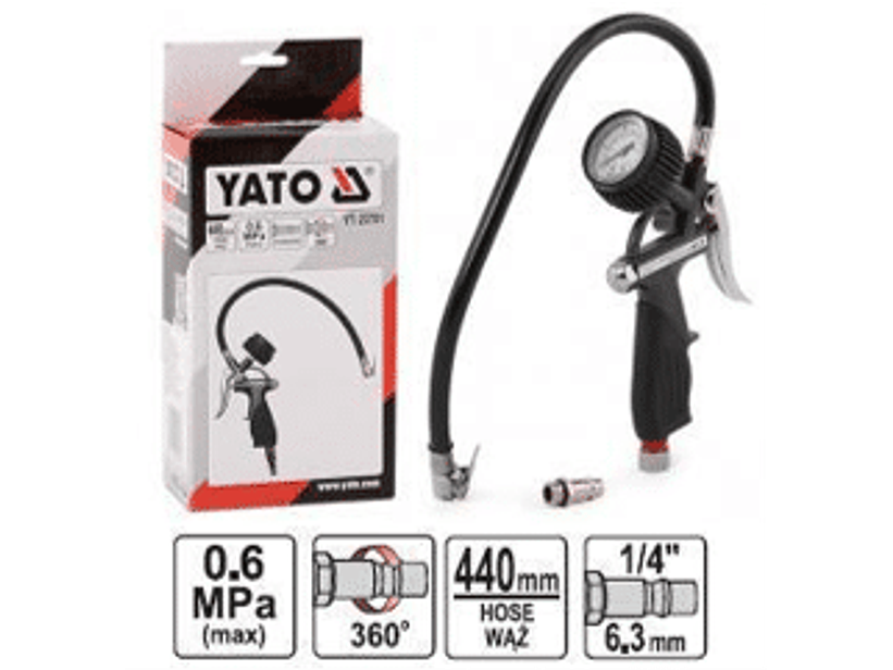 Pistola infladora de neumáticos con manómetro