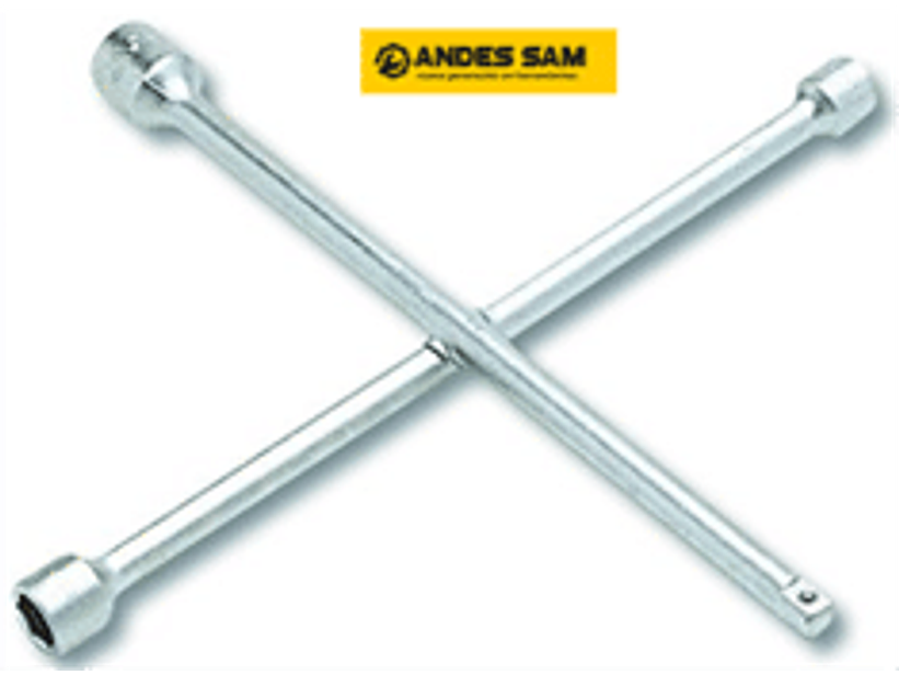 Llave de rueda tipo cruz 17, 19, 21 mm y cuadrante de 1/2