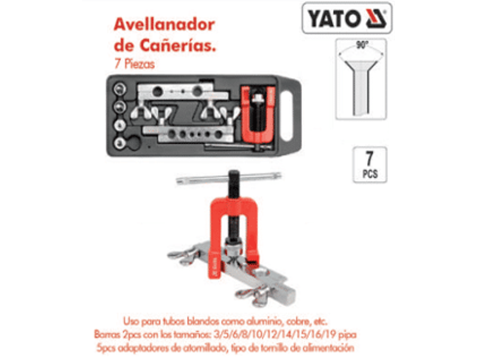 Avellanador de tubos. 7 piezas