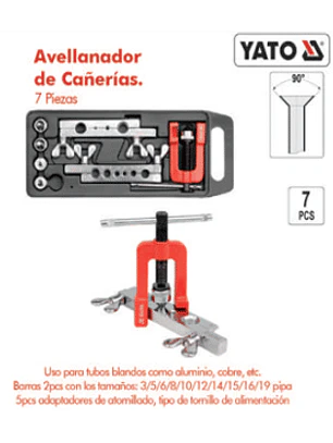 Avellanador de tubos. 7 piezas
