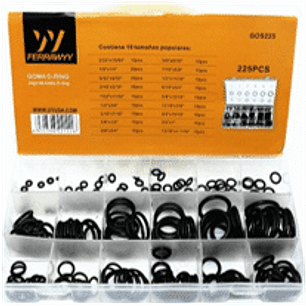 Display surtido de O-ring en pulgadas 225un en 18 medidas distintas
