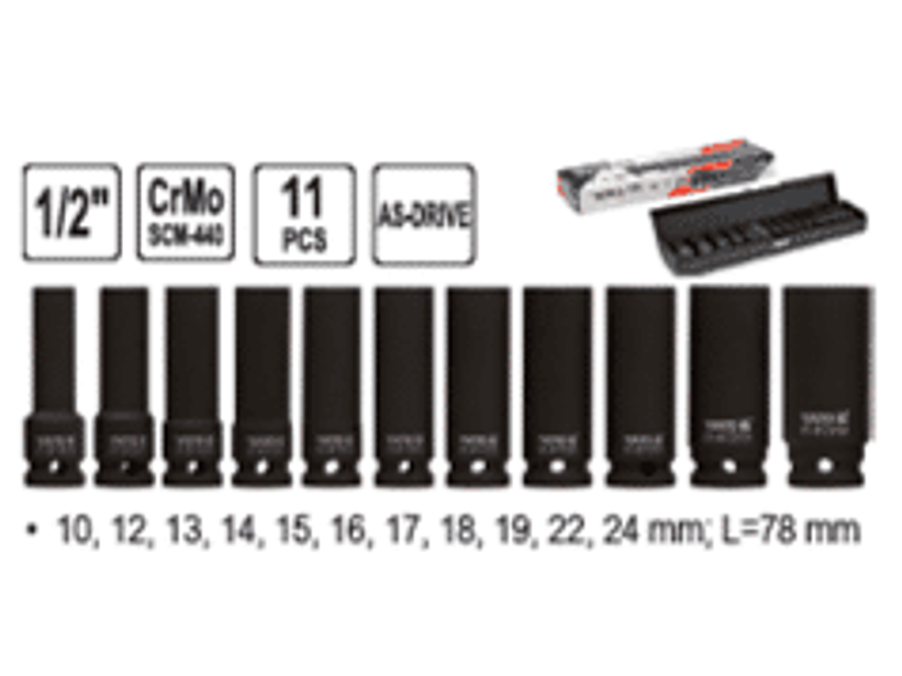 Juego de dados de impacto largos de 1/2