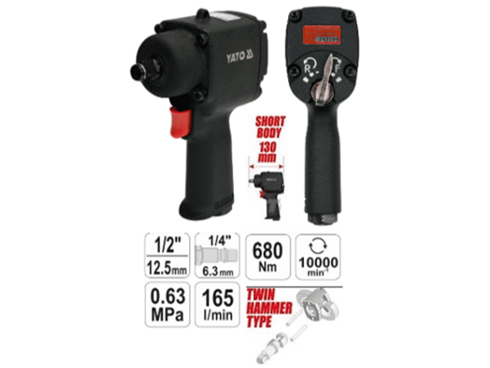 Llave impacto mini cuadrante 1/2