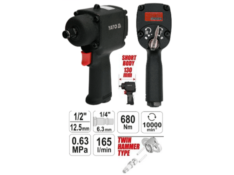 Llave impacto mini cuadrante 1/2