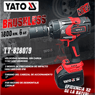 LLAVE DE IMPACTO INALÁMBRICA 18 V. 1800NM CUADRANTE DE 1